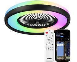 Slimme Plafondlamp met Ventilator – Plafondventilator met App en Afstandsbediening - 4800 Lumen - RGB - 6 Snelheden - BREND BR-2253