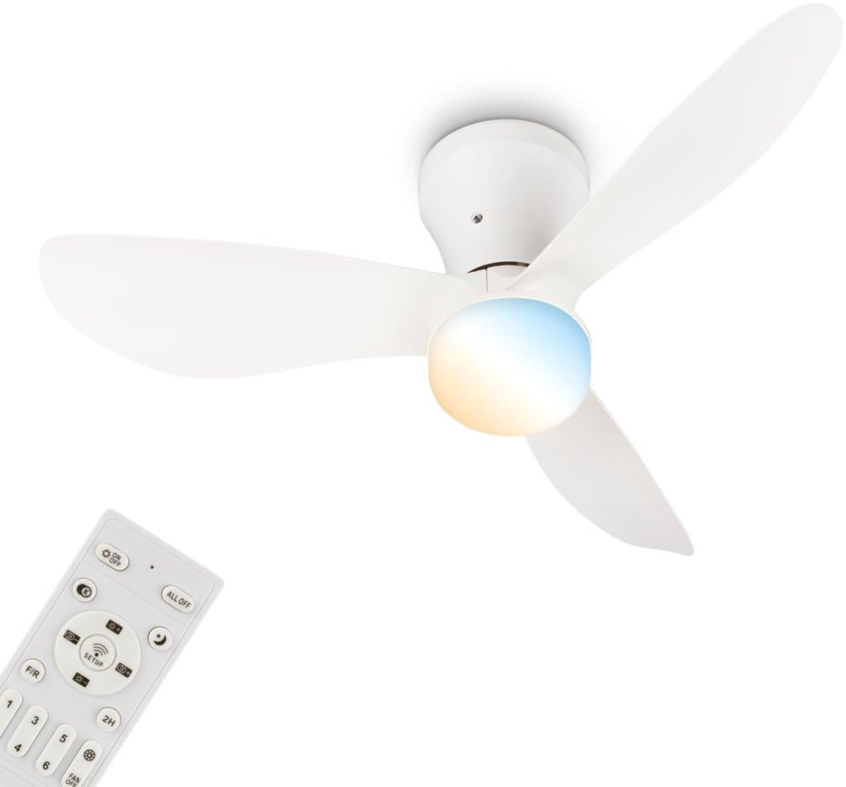 BRILONER Lufito - Plafondventilator met verlichting - LED plafondlamp met ventilator - ventilator lamp zomer- en wintermodus - dimbaar - CCT - Ø78cm - wit — afbeelding 1
