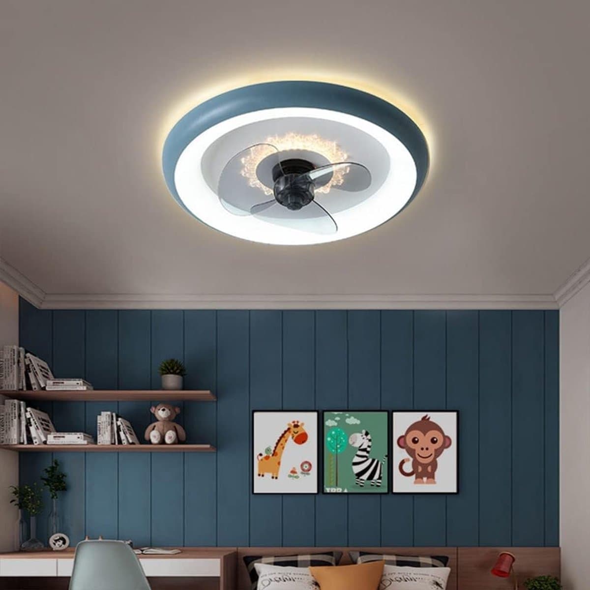Plafond Ventilator - Lichtarmatuur - Verkoeling en Licht - Dimbaar met Afstandsbediening - 50cm Diameter - Zwart — afbeelding 1