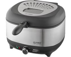 Friteuse met Olie - Compacte Frituurpan - Snelle Snacks Bereiden - Geïsoleerde Mandgreep - 3.5 Liter Capaciteit - Zilverkleurig
