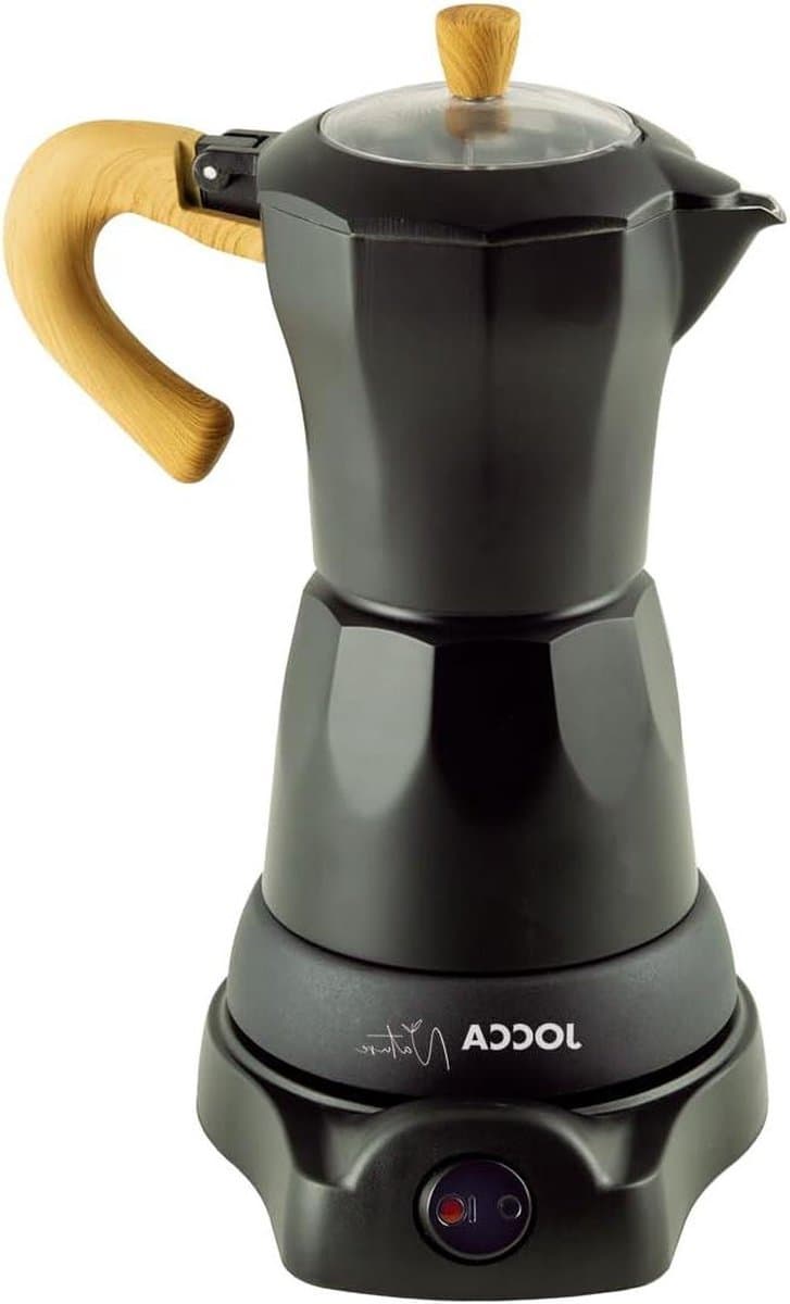 Italiaans koffiezetapparaat serie Nature Black 6 kopjes draadloze kan elektrische bodem 360 graden rotatie koud handvat automatische uitschakeling houdt warmte vast - zwart — afbeelding 1