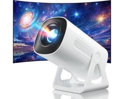 SnelShoppen - Beamer 4K Ondersteuning, Mini-Projector Draagbaar met Wifi en Bluetooth, 270° Rotatie, Thuisbioscoop, Overheadprojector voor Telefoon/PS