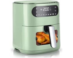SnelShoppen - Hot Air Fryer 6L met Kijkvenster, 7 Kookprogramma's, 11 Functies, Stille Airfryer, Eenvoudig Schoon te Maken met Timer en Touch Screen,