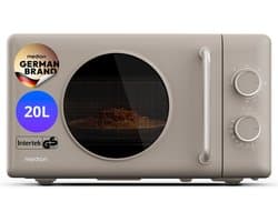 MEDION Retro magnetron met grill - 20 L - zandbeige | 800 watt, 5 vermogensstanden, 3 combiprogramma’s, timer, ontdooifunctie, MD100119