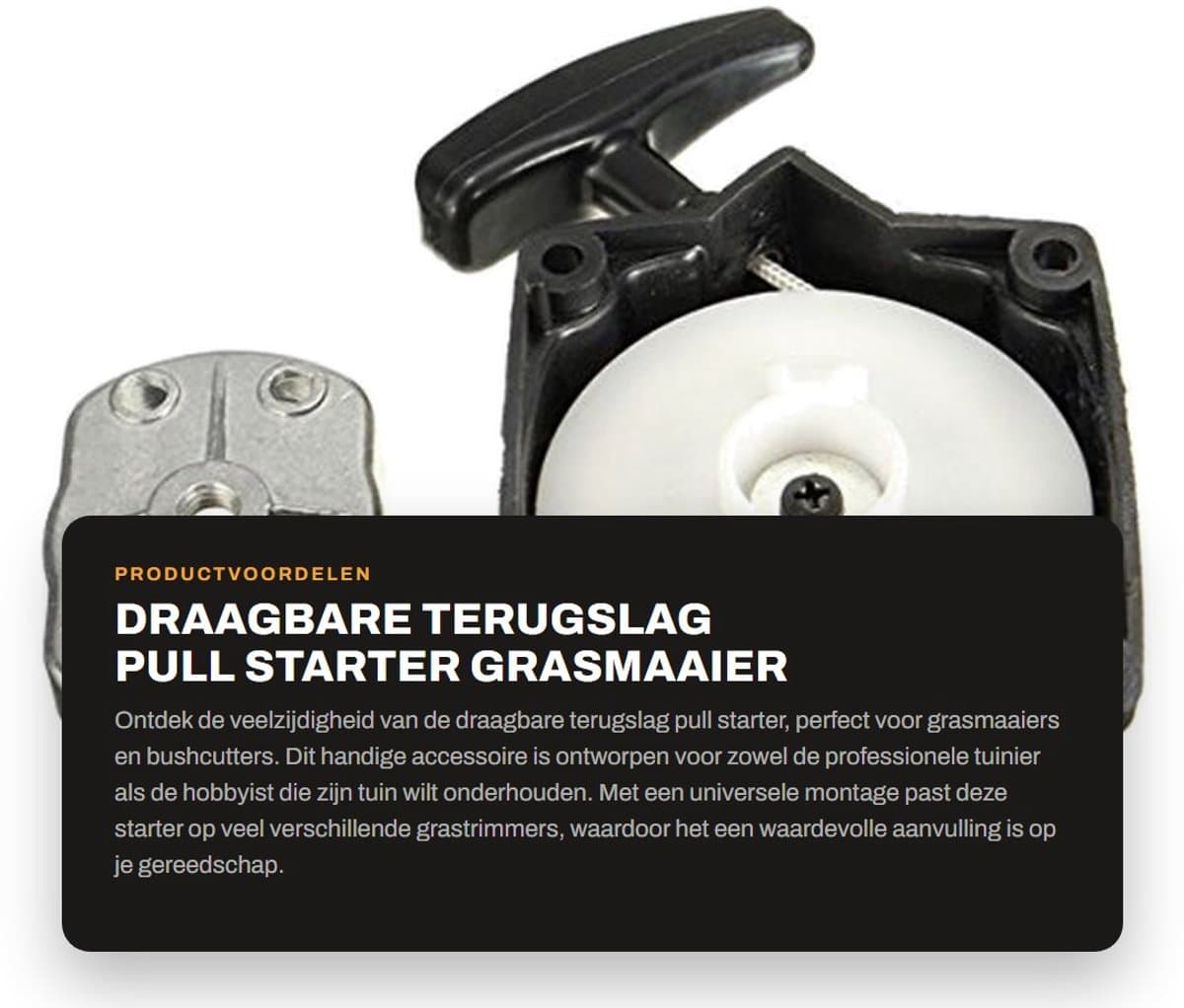 Solidchoice- Pull Starter Universeel - Draagbare Terugslag - Grasmaaiers/Bushcutters - Montage - Afstand Bevestigingsgaten 67mm - Lengte Touw 85cm - Startmechanisme — afbeelding 1