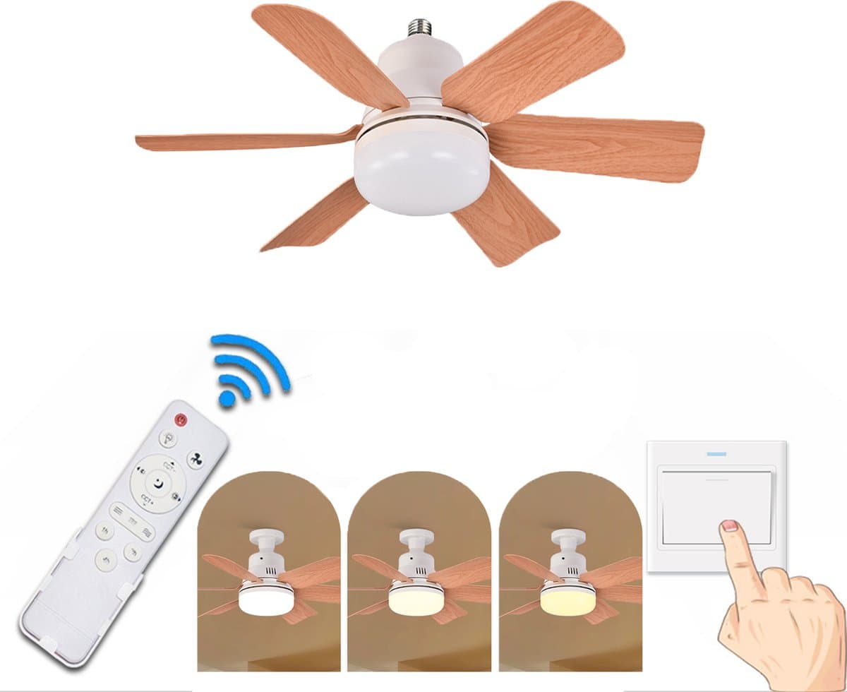 KZQ Plafondventilator - Zwart Mat - Incl 20W Lamp - Licht Apart Schakelbaar - Afstandsbediening - Dimbaar - Traploos Instelbare Lichtkleur - Nachtlampje - Geheugenfunctie - 3 Snelheden - Timer — afbeelding 1