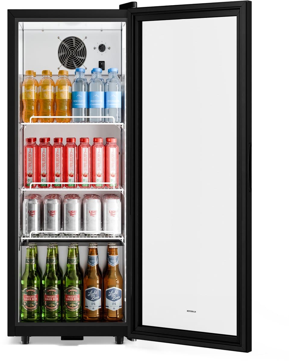 Klarstein GrandCooler professionele drankenkoelkast 137 l – Drankenkoeling, ledverlichting (wit/blauw), regelbare temperatuur van 0 tot 10 °C, 3 schappen — afbeelding 1