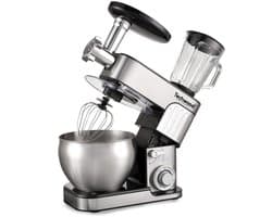 SnelShoppen - Multifunctionele Keukenmachine 7L, 1300W, RVS Kom, Blender en Hakmolen voor Keuken, Roestvrij Staal, Perfect voor Koken en Bakken