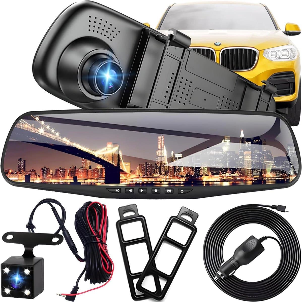 Autospiegel Camera - Dashcam Set - Veilige Rit - Full HD Opname - 4.3 Inch Display - Zwart — afbeelding 1