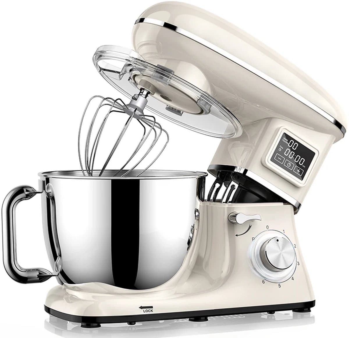 Keukenmachine 1500W - Standmixer 6,5L met LED Display - 6 Snelheden - RVS Mengkom - Wite — afbeelding 1