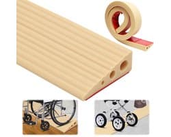 100 x 6,5 x 2,5 cm, deurdrempelhelling, pvc rolstoelhelling, antislip oppervlak, rubberen helling, oprijplaat, drempelhelling voor rolstoel, kinderwagen, rollator of e-scooter (bruin