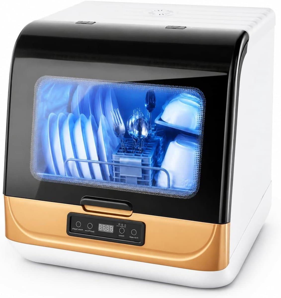 Compacte Vaatwasser - Tafelmodel Vaatwasser - Keuken Reiniging - 3 Wasprogramma's - 45x40x44.8cm - Goud — afbeelding 1