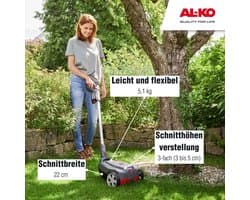 Accu Mulchmaaier - Compacte Grasmaaier - Gazon Onderhoud - Mulchfunctie - 22 cm Maaibreedte - Grijs