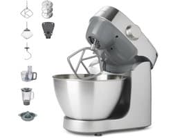 Keukenmachine - Mixer Deegmaker - Bakken en Koken - 1000W Krachtig Vermogen - 4.3L Kom - Zilver