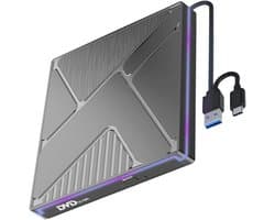 Externe Disc Drive - Optisch Station - Gegevens Back-up - Kleur Verlichting - USB 3.0 Type C - Zwart