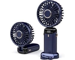 Solvix tafel ventilator geluidloos - Tafelfan - Blauw - 5 Snelheden - Oplaadbare Accu - Voor Thuis en Op Reis