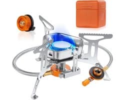 Kampvuurstove voor Buiten, Winddichte Kookbrander 6800W, Opvouwbare Gasbrander voor Kamperen, Hiking en Picknicks met Draagdoos