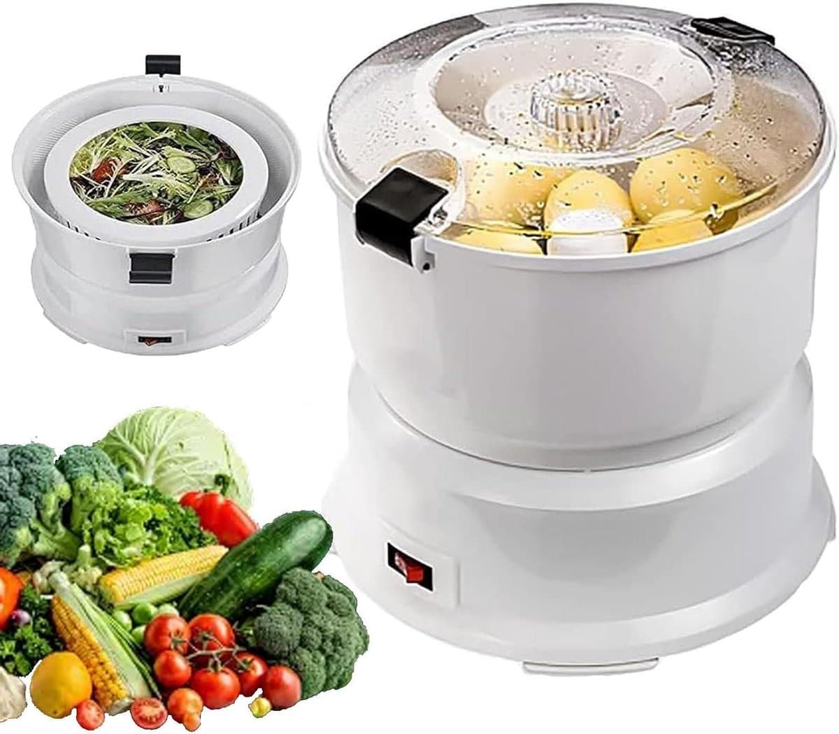 Elektrische Aardappelschilmachine - Automatische Schilmachine Groente - Snel Aardappels Schillen - 2-in-1 Functie Groentedroger - 1 kg Capaciteit - Wit — afbeelding 1