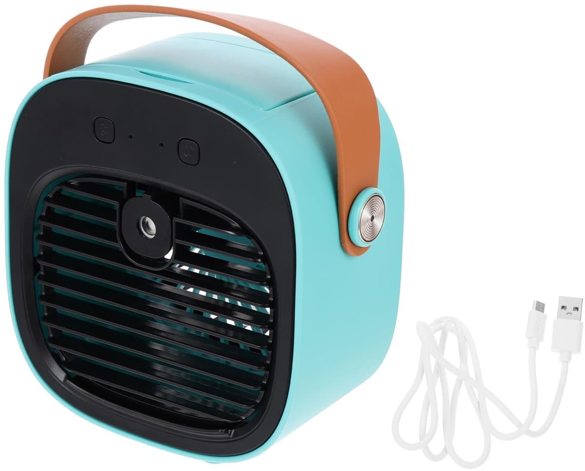 Draagbare Airco en Luchtbevochtiger 2-in-1 - Tafelventilator met 3 Snelheden - Oplaadbaar via USB - Voor Thuis, Kantoor en op Reis - 1 Stuk (Blauw) — afbeelding 1