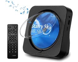 Discman - CD Speler met Bluetooth - Ingebouwde Speakers - FM Radio - Inclusief Afstandsbediening - USB & AUX - Koptelefoonaansluiting - LED Display - Zwart