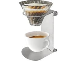 Koffiezetapparaat Station - Druppelhouder Filterkoffie - Koffie Bereiden - Opvouwbaar Roestvrij Staal - 13.5 x 12.5 cm - Zilver