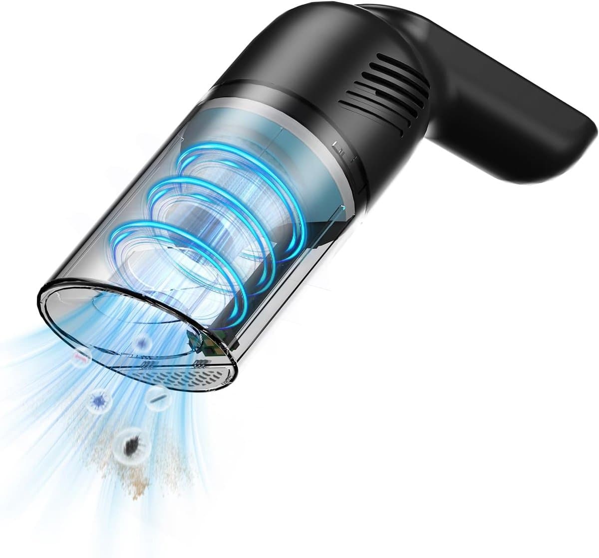 Draadloze handstofzuiger met krachtige zuigkracht, LED-verlichting, mini draagbare stofzuiger geschikt voor gebruik in de auto en thuis, oplaadbare motor van 120 W, lichtgewicht en compact ontwerp, voorzien van een wasbaar filter. — afbeelding 1
