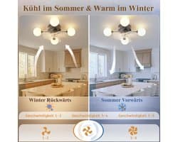 Plafondventilator met Verlichting – LED Plafondlamp met Ventilator – 6 Snelheden – Dimbaar 3000K–6000K – Afstandsbediening – Timer – Zomer & Winterstand – Slaapkamer / Woonkamer / Keuken