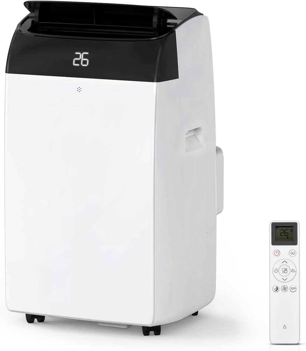 Mobiele airco 10000 BTU 3-in-1 – 30L/dag – 3 standen – Tot 46 m² – Klasse A – 24U timer – Afstandsbediening – Zwarte deksel — afbeelding 1