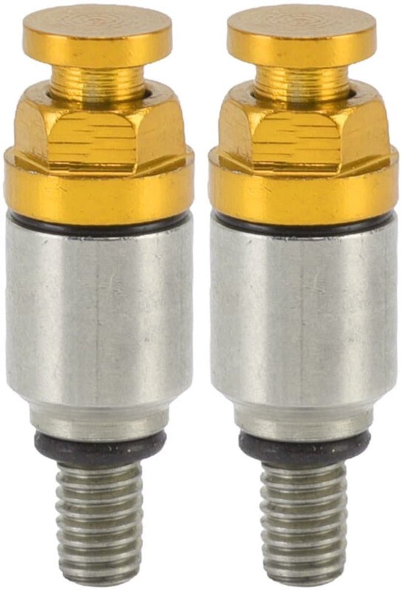 Twee M5x0.8 aluminiumlegering voorvorkontluchtingsventielen/drukregelventielen, geschikt voor CRF150R CR125R CR250R CRF250R, geel — afbeelding 1