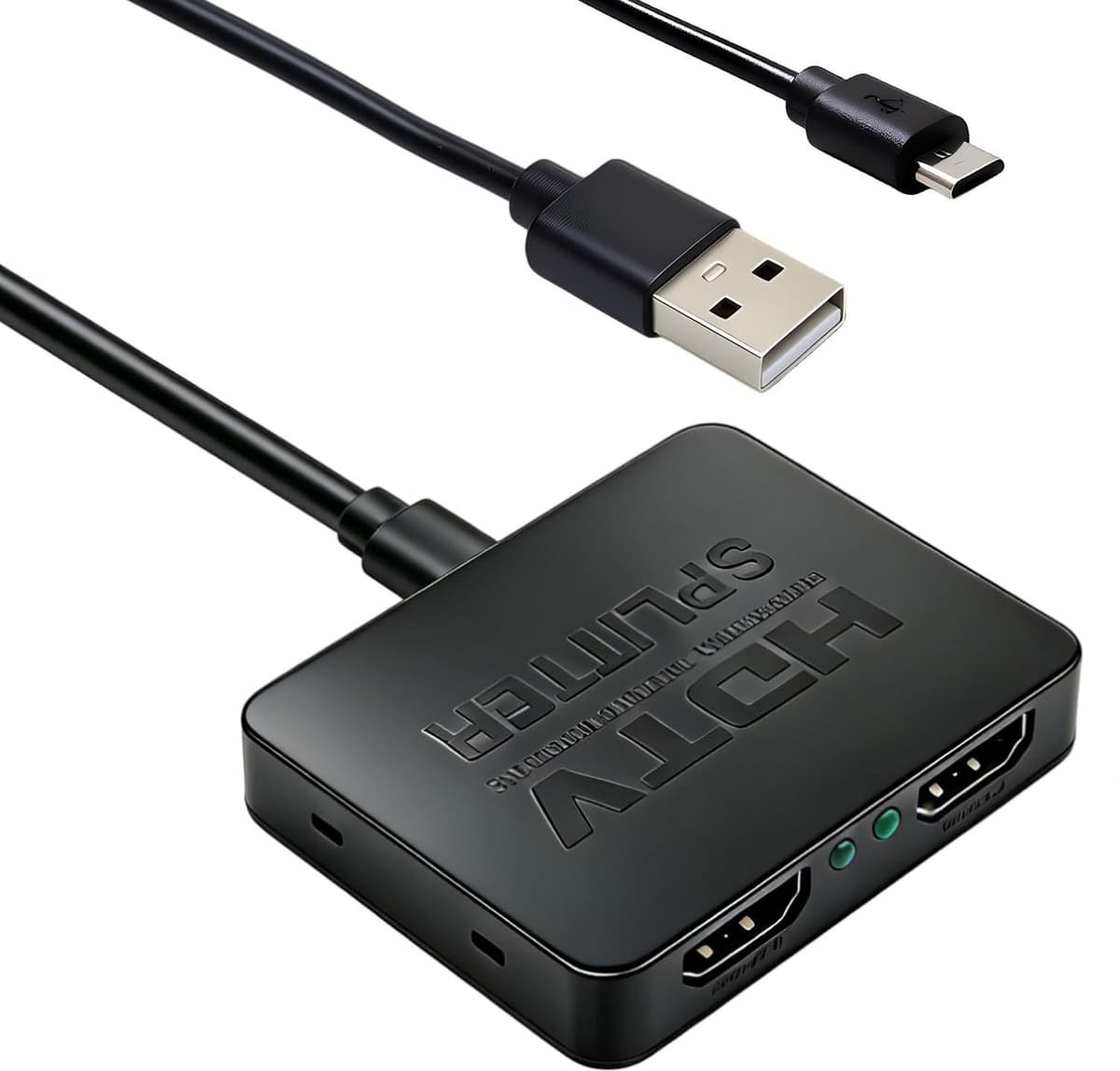 HDMI-splitter 1-in-2 out, 4K HDMI-verdeler voor 2 monitoren tegelijkertijd, 1 ingang op 2 uitgangen met USB-voeding, ondersteunt 4K/Full HD 1080p, geschikt voor pc, tv, laptop en beamer — afbeelding 1