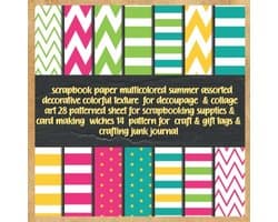 Scrapbook paper multicolored summer assorted decorative colorful texture for decoupage & collage art 28 patterned sheet for scrapbooking supplies & ... for craft & gift tags & crafting