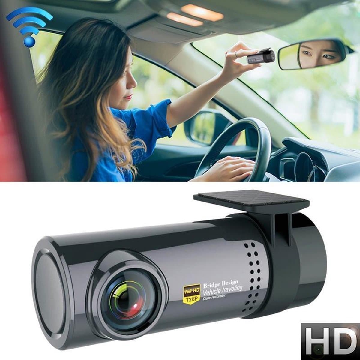 Mini Car Dash Camera WiFi Monitor Volledige HD Dashcam Videorecorder Camcorder Bewegingsdetectie, Ondersteuning TF-kaart & Android & IOS — afbeelding 1