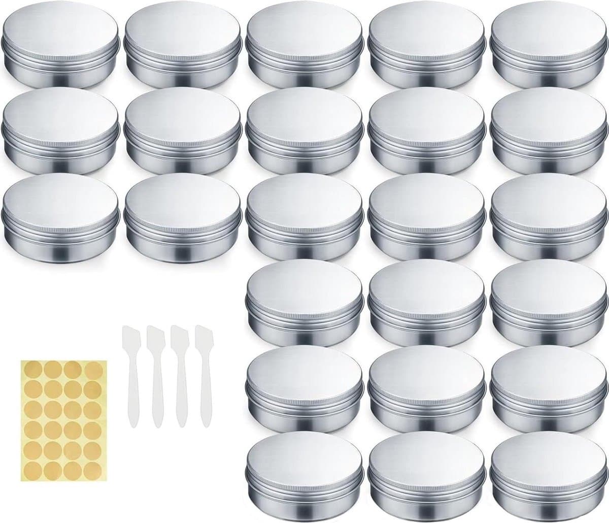 "Lege aluminium potjes - rond reiscrèmepotjes voor lippenbalsem en cosmetica - 24 stuks 20 ml" — afbeelding 1
