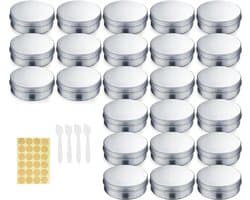 "Lege aluminium potjes - rond reiscrèmepotjes voor lippenbalsem en cosmetica - 24 stuks 20 ml"