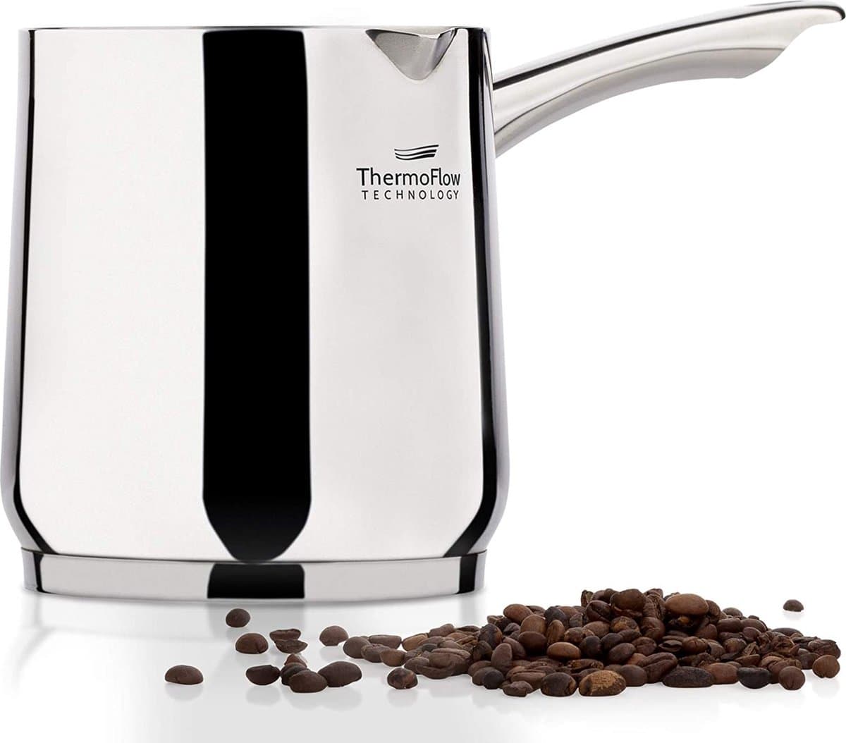 Rosmarino Pour&Cook Melkkannetje Opschuim - Koffiekan - Cezve - Melkkan - Melkopschuinkan - Barista Melkan - Turkse Koffiekan - Melkannetje RVS - 700ML — afbeelding 1