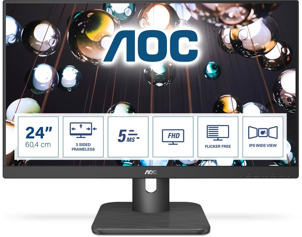 AOC Serie - Monitor - 23,8 inch - IPS - Full HD - Zwart — afbeelding 1