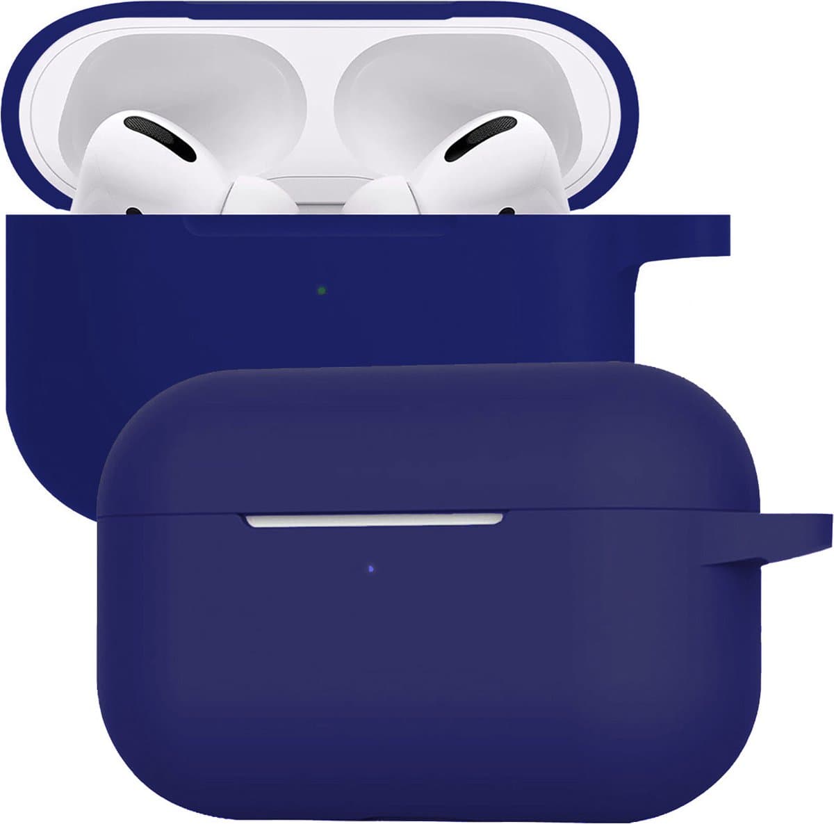 Case - Geschikt voor Apple AirPods Pro 2 - Siliconen Hoes met Clip - Silicone Hoesje Cover - Donkerblauw — afbeelding 1