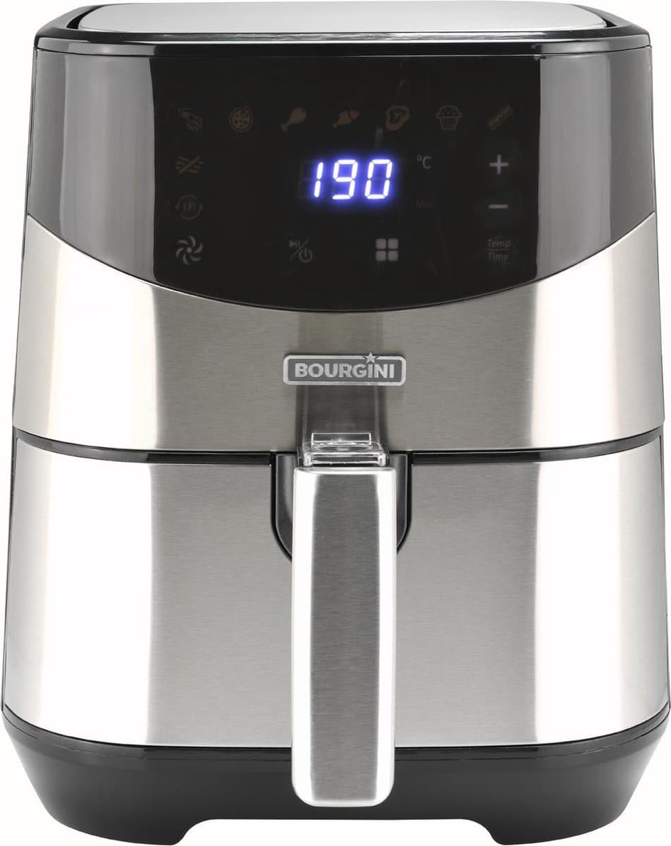 Airfryer XXL - Bourgini Heteluchtfriteuse - Digitaal display met touch control - 4 Liter inhoud / geschikt voor 1kg friet - Metalen behuizing- Bak met 65% minder vet — afbeelding 1