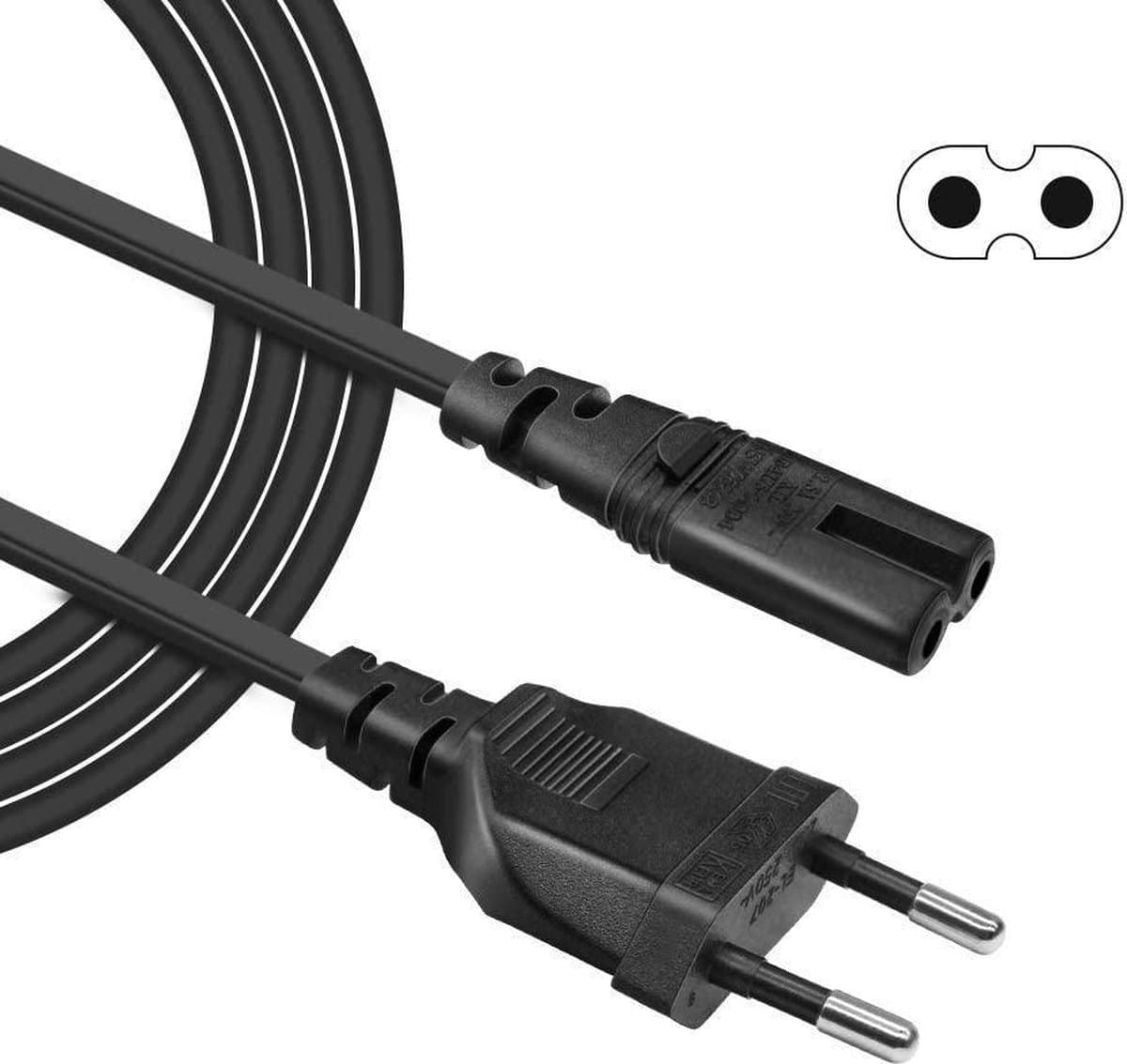 Netkabel 2-polige stekker op 8 dubbele aansluiting recht Stroomkabel Geschikt voor: Sony Playstation 2/3/4/5 (PS2/PS3/PS4/PS5), Xbox One X, Xbox 1s, Slim Edition en Hp Canon Pixma printer (C7 stroomkabel koude apparaat stekker) — afbeelding 1