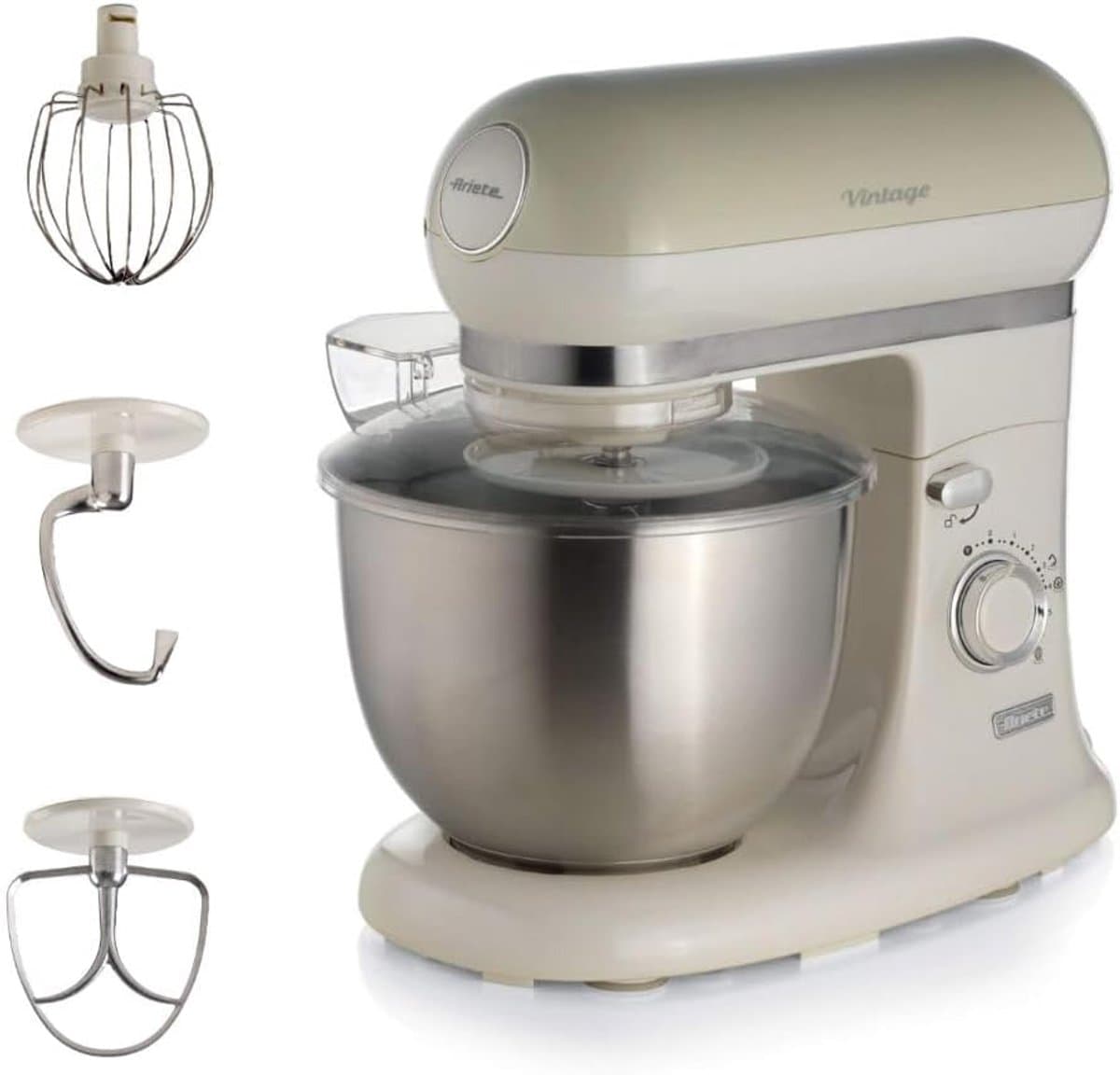 Ariete 1588/03 - Vintage keukenmachine - 5.5 liter - 3 accessoires - 2400 Watt - 7 snelheden - Beige — afbeelding 1