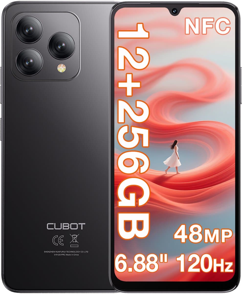 CUBOT A40 Smartphone - 12GB RAM 256GB ROM - 5100 mAh - Android 15 - Dual SIM 4G - 6,88 inch 120Hz - NFC - GPS - Zwart — afbeelding 1