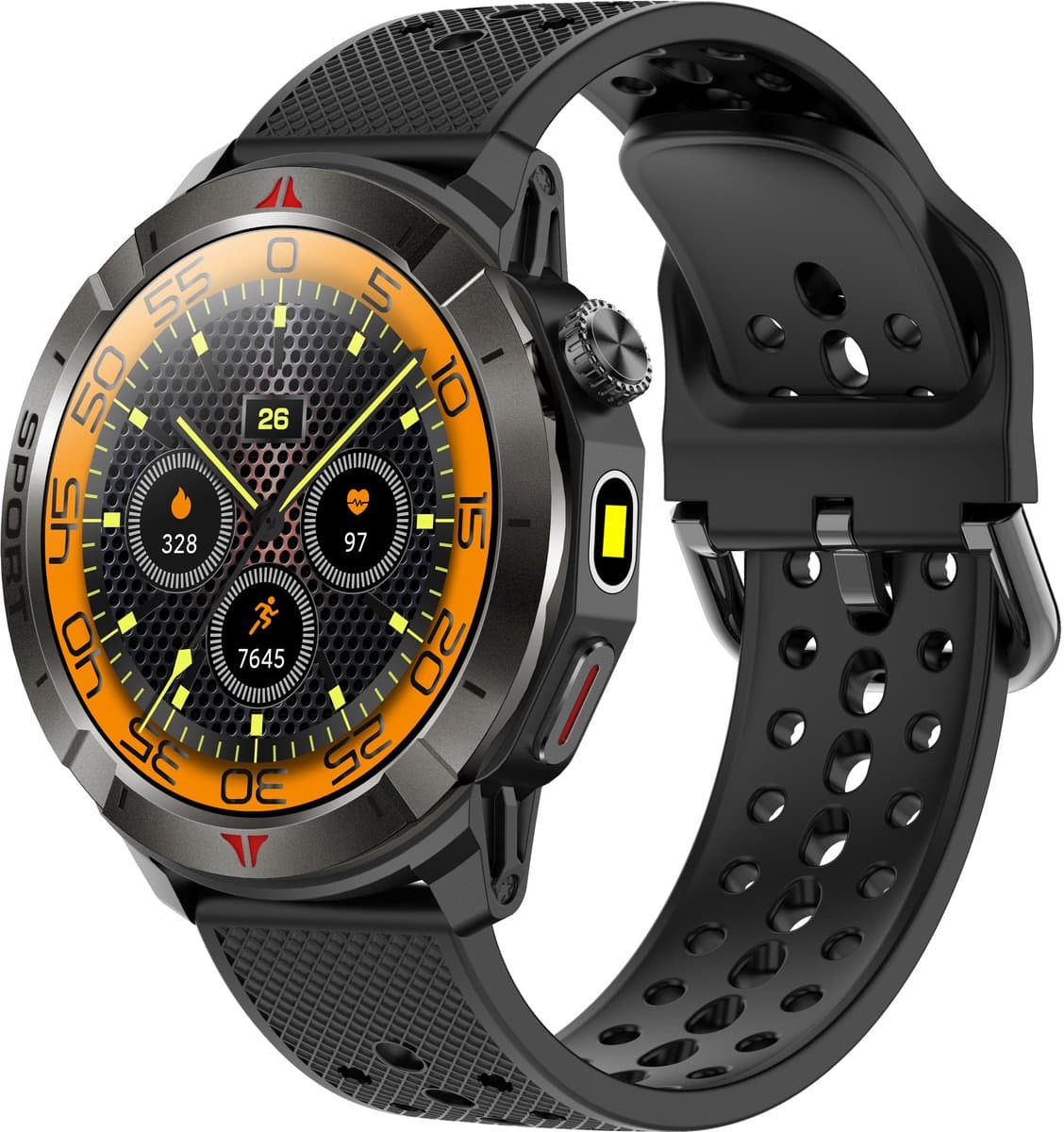 Knobbout Outdoor GPS Smartwatch – 1.43” Scherm AMOLED Scherm (466×466) – Bluetooth Bellen – Always-On Display (AOD)-Dubbele Frequentie + 6-Satelliet Locatie – Kompas, Hoogtemeter, Barometer– IP68 Waterdicht – 10 Dagen Batterijduur- Zwart — afbeelding 1