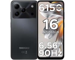 DOOGEE Note 56 Smartphone - 24 GB RAM + 64GB ROM - 6,56 inch 90Hz - 4G Dual SIM - 6150mAh - GPS - Anroid16 - GPS - Zwart