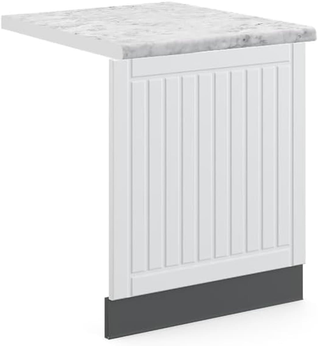 Keuken Frontpaneel - Vaatwasser Deur - Keuken Afwerking - Zonder Werkblad - 60 cm Breed - Wit Landhuis — afbeelding 1