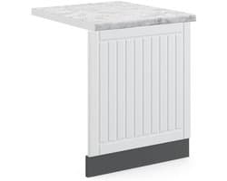 Keuken Frontpaneel - Vaatwasser Deur - Keuken Afwerking - Zonder Werkblad - 60 cm Breed - Wit Landhuis