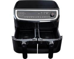 XXL Dubbele Heteluchtfriteuse 9L (2x4.5L) - Digitaal met 2 Aparte Manden & 2400W