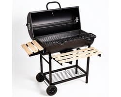 Barbecue Houtskool Wagenmodel Met Groot Grillrooster 75x39 cm – BBQ Met Ingebouwde Thermometer & Hittebestendige Chroomkleur – Houtskool Grill Met 2 Inklapbare Zijplanken & Wielen | Geschikt Voor 8-10 Personen