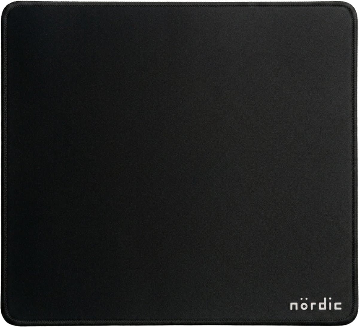 NÖRDIC muismat 45x40cm - Anti-slip onderkant - Elastan stoffen bovenkant - Gestikte randen - Zwart — afbeelding 1