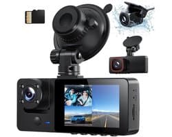 Quvo® Dual Dashcam - Dashcam Voor Auto 1080p - Voor en Achter Camera – Zwart - 11cm x 2cm x 6cm