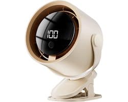 Ventilator - Tafelventilator - Handventilator - Mini ventilator - Ventilator voor kinderwagen - 100 snelheden - USB-oplaadbare - stille clipventilator met led-display - Auto-onderdelen voor buitenactiviteiten - Kamperen - Keuken - Slaapzaal - Beige